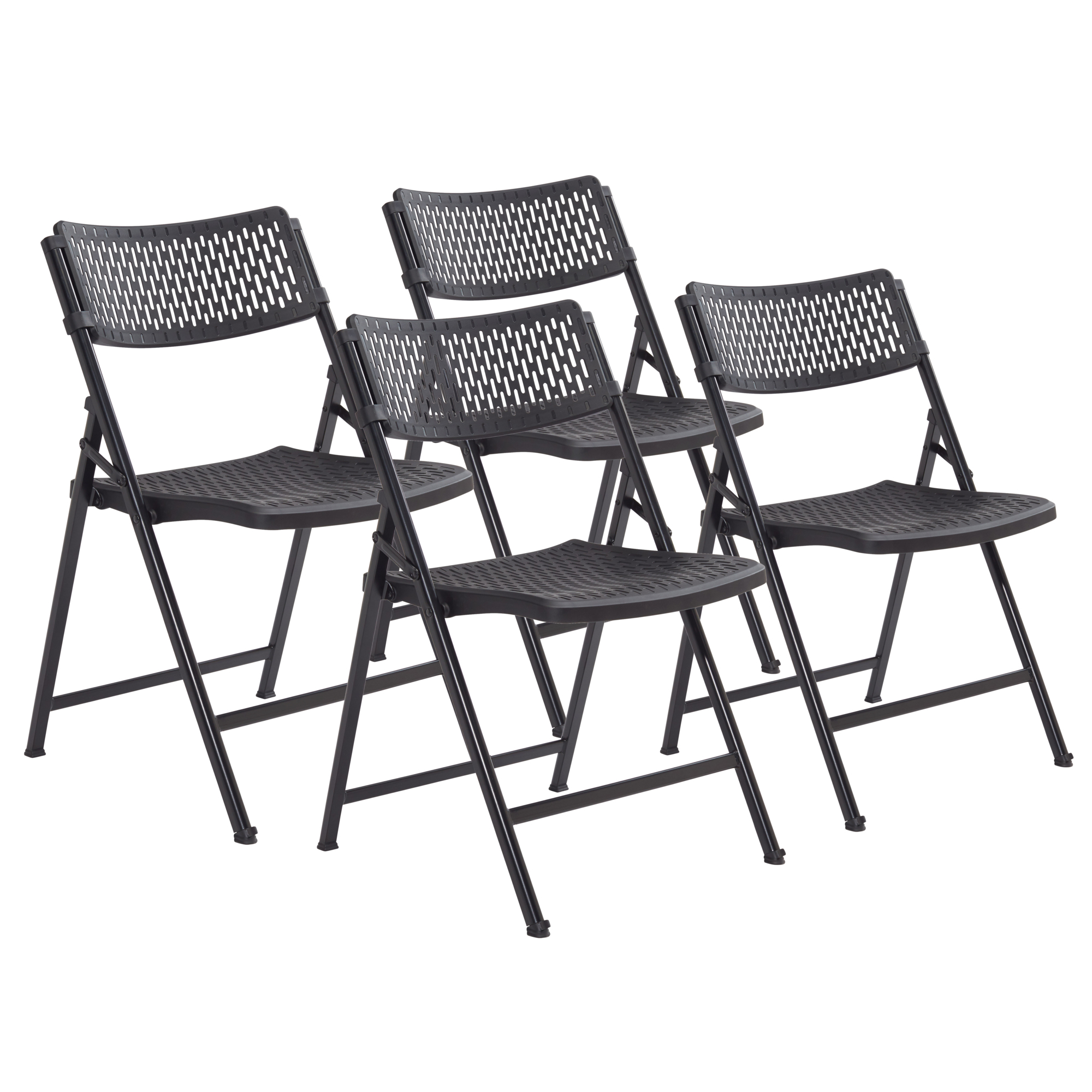 National Public Seating, AirFlex Series Polypropylene Folding Chair, Primary Color Black, Included (qty.) 4, Seating Type Folding Chair, Model# 1410